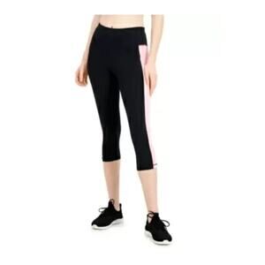 Id Ideology Colorblocked Cropped Leggings Black Pink Size S